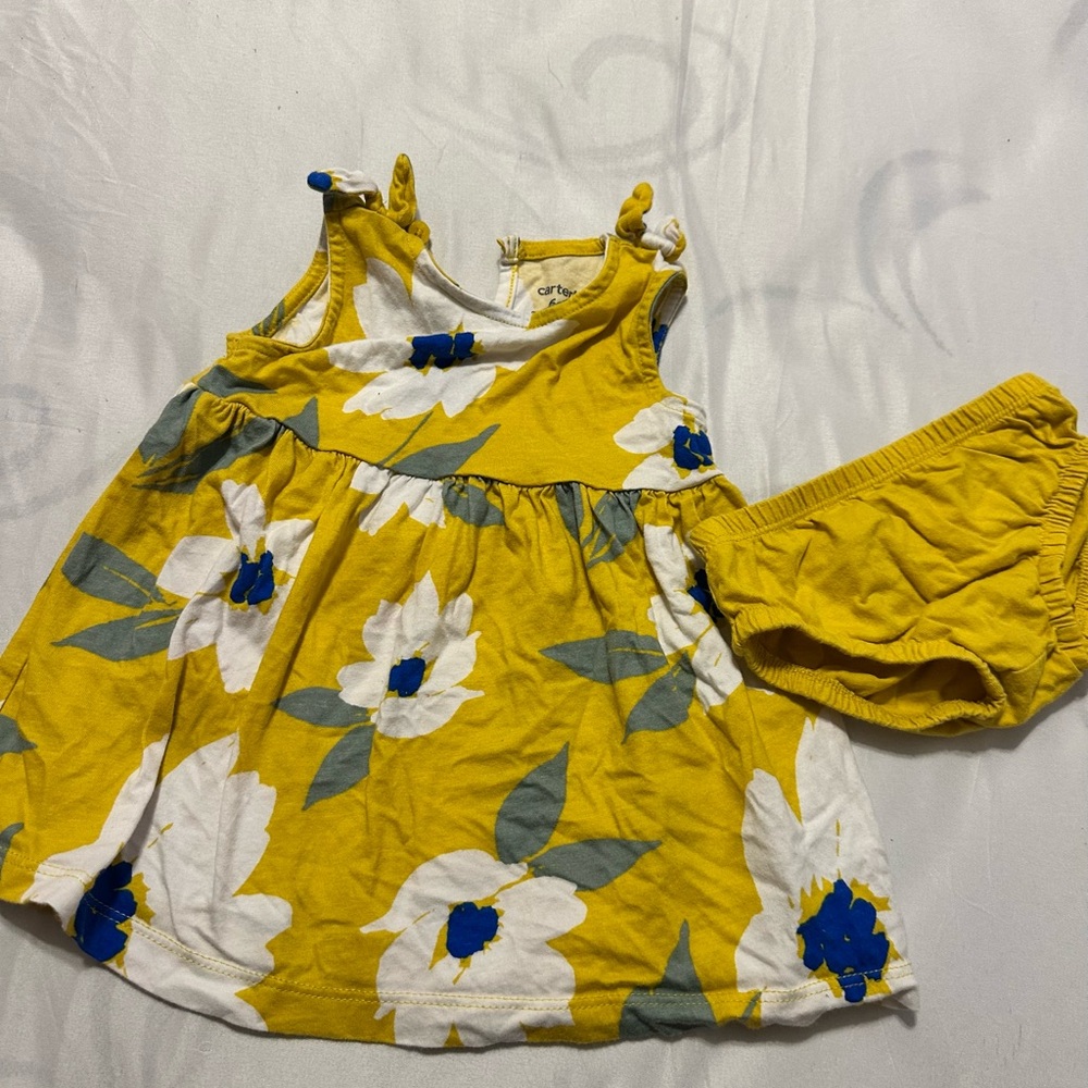 Carter's Yellow and White Floral Dress with Bloomers